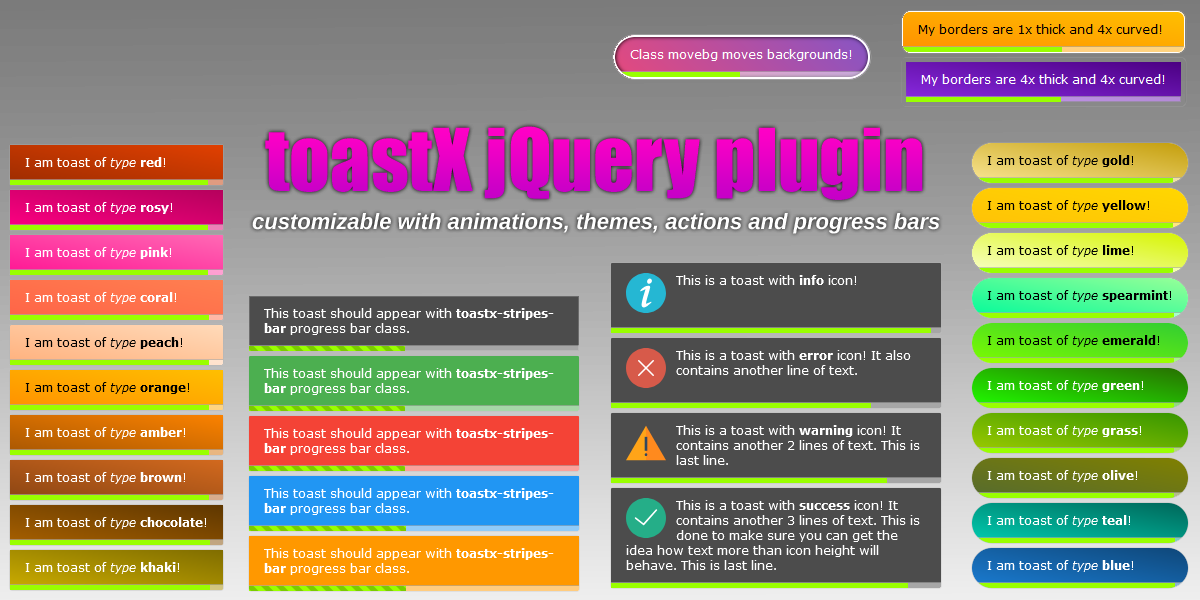 toastX jQuery plugin