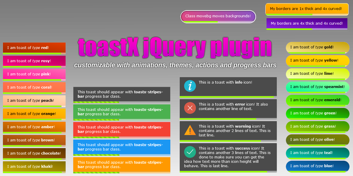 toastX jQuery plugin